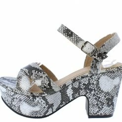 AMERICAN METTLE Harper2 Snake Pu Cross Strap Open Toe Platform Heel What's New