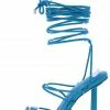 Liliana What's New Lenny03 Blue Square Open Toe Strappy Ankle Wrap Heel