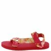 Legend Heart01 Red Tie Dye Open Toe Ankle Strap Flat Sandal Shoes