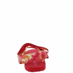Legend Heart01 Red Tie Dye Open Toe Ankle Strap Flat Sandal Shoes
