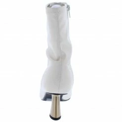 Shoe Republica Holux Beige Pointed Toe Angled Square Heel Ankle Boot