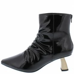 Shoe Republica Homerun Black Pointed Toe Ruched Ankle Boot