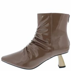 Shoe Republica What's New Homerun Taupe Pointed Toe Ruched Ankle Boot