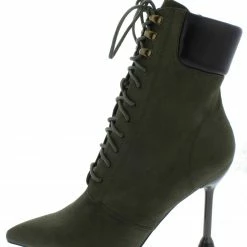 Shoe Republica Hoody Olive Pointed Toe Lace Up Ankle Boot Boots