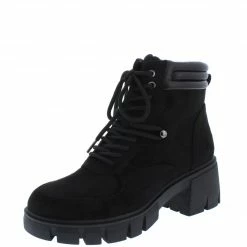 Shoe Republica Hoven Black Lace Up Lug Sole Hiking Boot