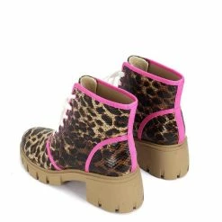 Shoe Republica What's New Husky Leopard Pink Trim Lace Up Hiking Boot