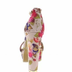 JP Inclined14s Blush Open Toe Ankle Strap Metallic Block Heel