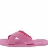 OIL J Ines Baby Pink Pvc Cross Strap Open Toe Flat Slide Sandal What's New