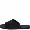 OIL J Ines Black Pvc Cross Strap Open Toe Flat Slide Sandal