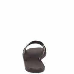 OIL J Ines Chocolate Pvc Cross Strap Open Toe Flat Slide Sandal