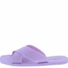 OIL J Shoes Ines Lavender Pvc Cross Strap Open Toe Flat Slide Sandal