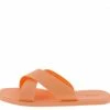 OIL J What's New Ines Orange Pvc Cross Strap Open Toe Flat Slide Sandal