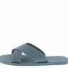 OIL J Shoes Ines Sage Pvc Cross Strap Open Toe Flat Slide Sandal