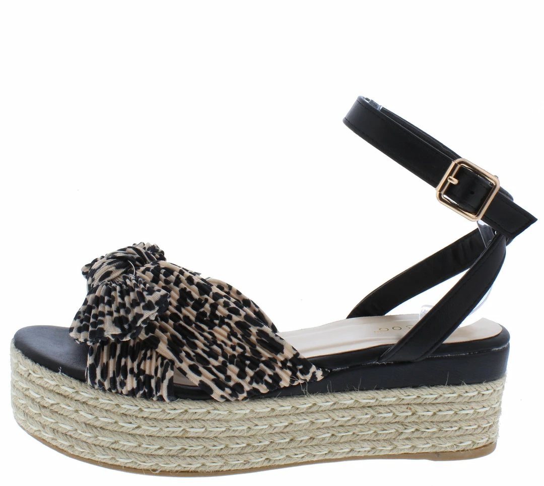 JP Infinity64 Cheetah Pleat Knotted Bow Platform Espadrille Wedge 3 JP Infinity64 Cheetah Pleat Knotted Bow Platform Espadrille Wedge