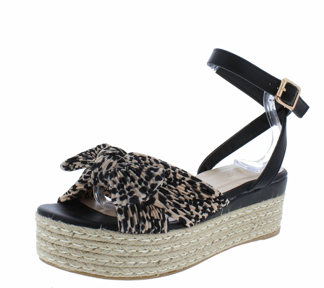 JP Infinity64 Cheetah Pleat Knotted Bow Platform Espadrille Wedge 4 JP Infinity64 Cheetah Pleat Knotted Bow Platform Espadrille Wedge