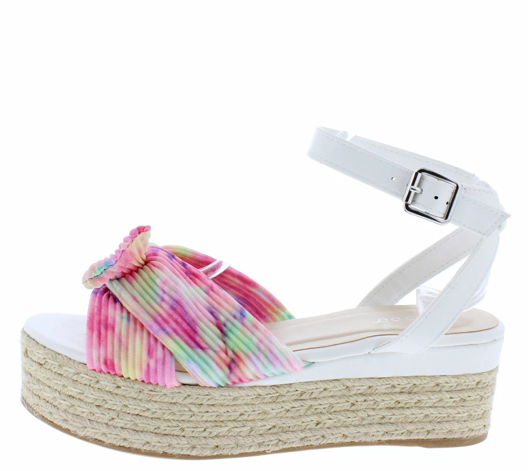 JP What's New Infinity64 Pink Tie Dye Pleat Knotted Bow Platform Espadrille Wedge 3 JP What's New Infinity64 Pink Tie Dye Pleat Knotted Bow Platform Espadrille Wedge
