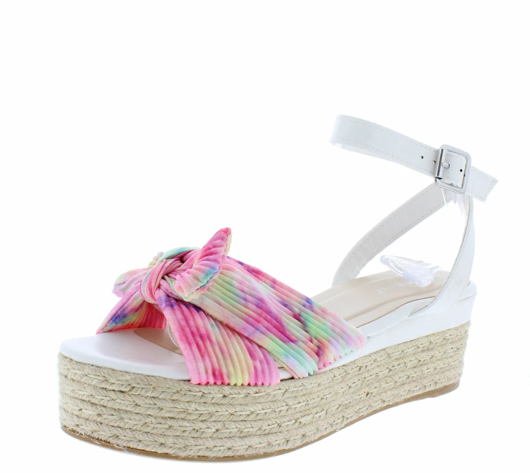 JP What's New Infinity64 Pink Tie Dye Pleat Knotted Bow Platform Espadrille Wedge 4 JP What's New Infinity64 Pink Tie Dye Pleat Knotted Bow Platform Espadrille Wedge