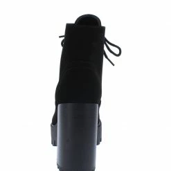 JP Intense03 Black Nubuck Lace Up Block Heel Lug Boot Boots