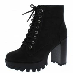 JP Boots Intense11 Black Nubuck Lace Up Lug Sole Ankle Boot