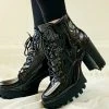JP Intense11 Black Patent Lace Up Lug Sole Ankle Boot What's New