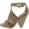 JP Involve06m Light Taupe Distressed Peep Toe Laser Cut Ankle Strap Angled Heel What's New