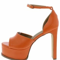 Lemonade Irisa Orange Open Toe Ankle Strap Platform Heel