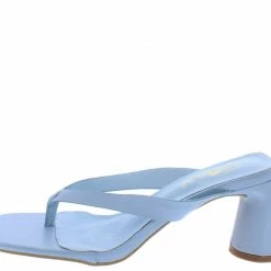 Elegant Isolde Blue Square Open Toe Thong Block Heel What's New