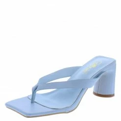 Elegant Isolde Blue Square Open Toe Thong Block Heel What's New