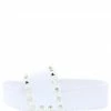 Liliana Angela127 White Rock Stud Open Toe Platform Slide Sandal Shoes