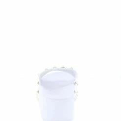 Liliana Angela127 White Rock Stud Open Toe Platform Slide Sandal Shoes