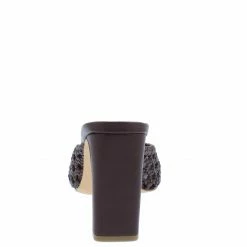 OIL J Ivanka Brown Pu Woven Open Toe Mule Block Heel