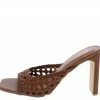 OIL J Ivanka Tan Pu Woven Open Toe Mule Block Heel