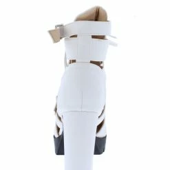 In Touch Lillian031 White Cut Out Lace Block Heel Boot