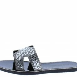 Legend Jacelyn25 Black Geo Mirror Embellished Open Toe Slide Sandal What's New