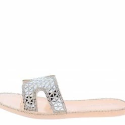 Legend Jacelyn25 Nude Geo Mirror Embellished Open Toe Slide Sandal What's New