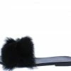Legend Jackie03 Black Furry Open Toe Flat Slide Sandal
