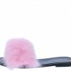 Legend What's New Jackie03 Pink Furry Open Toe Flat Slide Sandal