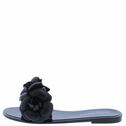 Legend Jackie06a Black Flower Open Toe Flat Slide Sandal What's New