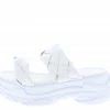 Mata What's New Jagged White Braided Dual Strap Chunky Slide Sandal