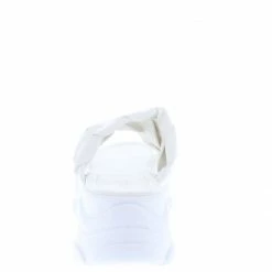 Mata What's New Jagged White Braided Dual Strap Chunky Slide Sandal