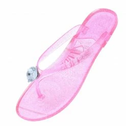 Liliana Shoes Sandra018 Pink Rhinestone Open Toe Thong Slide Sandal