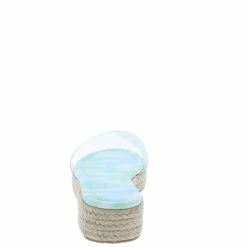 In Touch Shoes Angela051 Clear Green Lucite Open Toe Espadrille Sandal