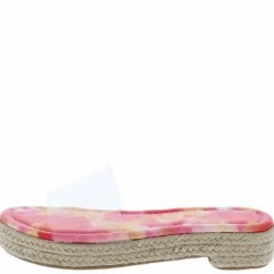 In Touch Angela051 Clear Pink Tie Dye Lucite Open Toe Espadrille Sandal