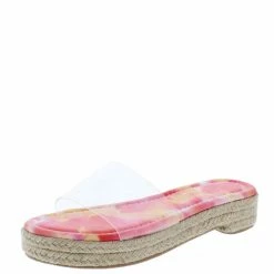 In Touch Angela051 Clear Pink Tie Dye Lucite Open Toe Espadrille Sandal