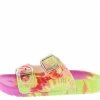 CAPE ROBBIN Jeweled Tie Dye Multi Open Toe Dual Buckle Strap Slide Sandal