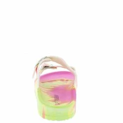 CAPE ROBBIN Jeweled Tie Dye Multi Open Toe Dual Buckle Strap Slide Sandal