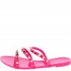 Legend Joanie211 Pink Studded Tri Strap Open Toe Slide Sandal