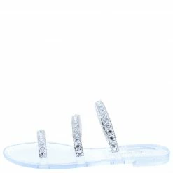 Legend Joanie235 Clear Sparkle Multi Strap Open Toe Slide On Flat What's New