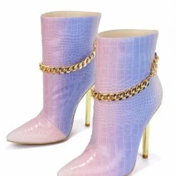 CAPE ROBBIN Joelle Multi Pointed Toe Ankle Chain Metal Heel Boot Boots