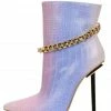 CAPE ROBBIN Joelle Multi Pointed Toe Ankle Chain Metal Heel Boot Boots
